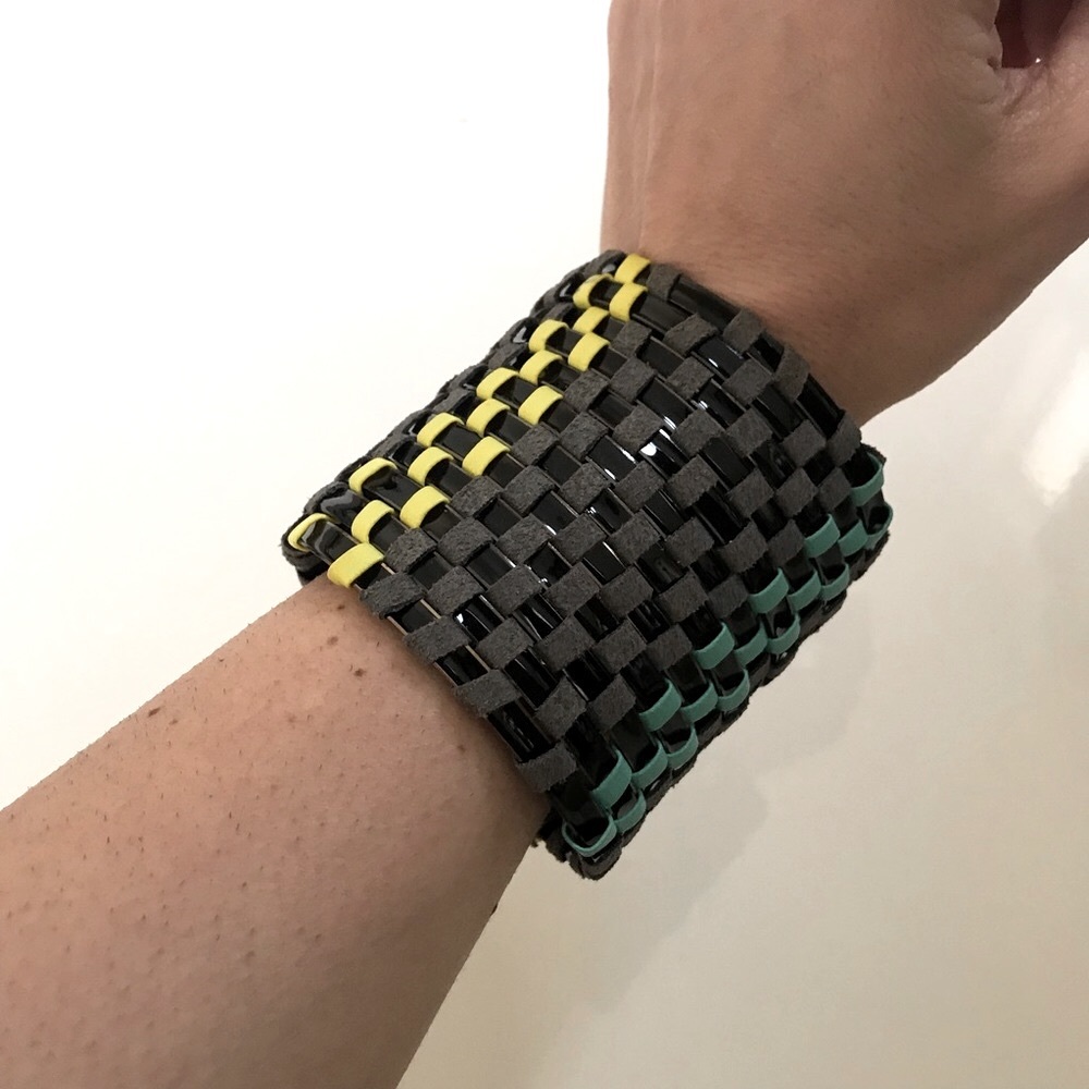 {Artisan} Unique Suede Weave Cuff Bracelet
